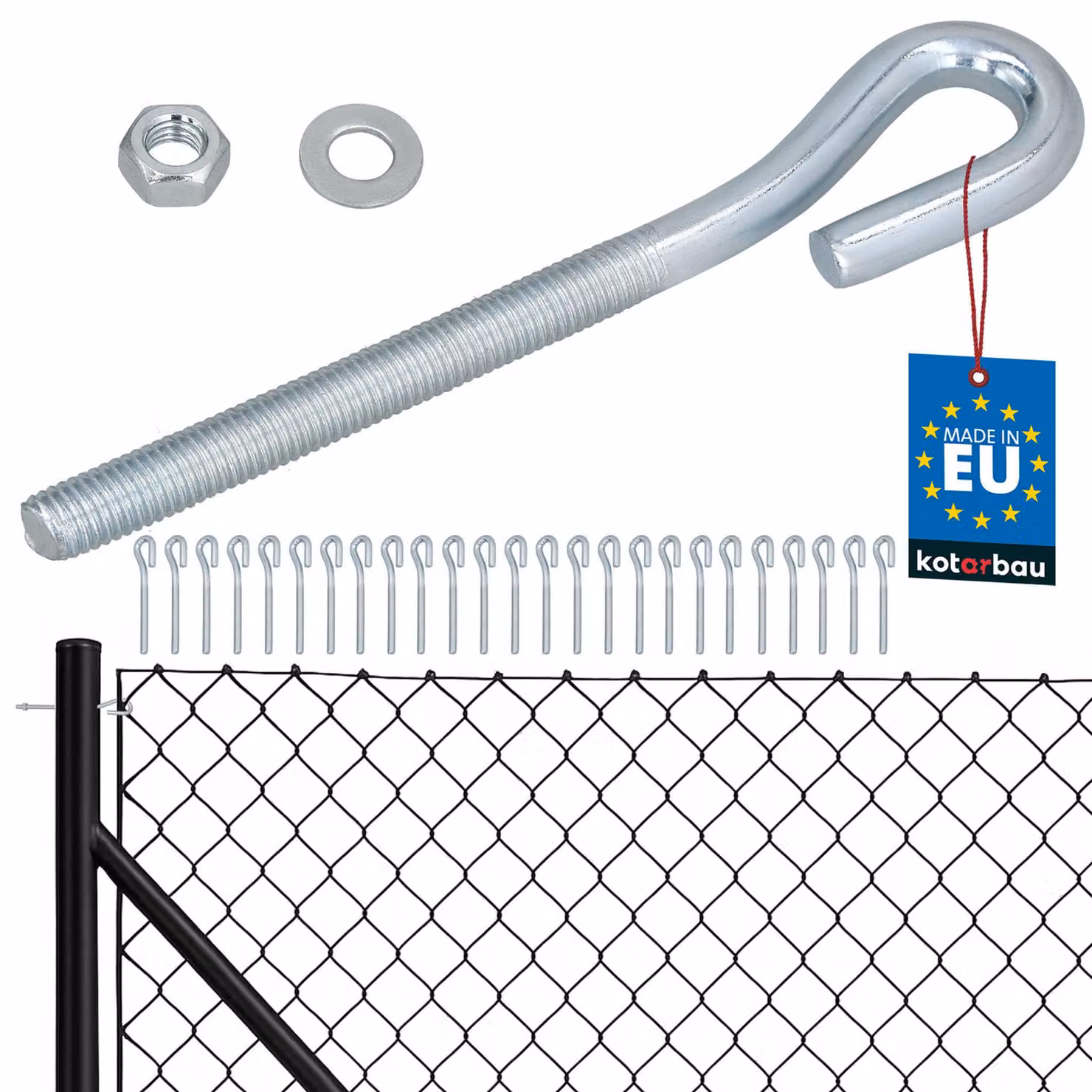 KOTARBAU® 25 Pezzi Tendifilo per Recinzione M10 Tenditore Filo Tendicavo per Filo Acciaio Tendifilo Chiuso Gancio a Vite con Dado e Rondella Argento