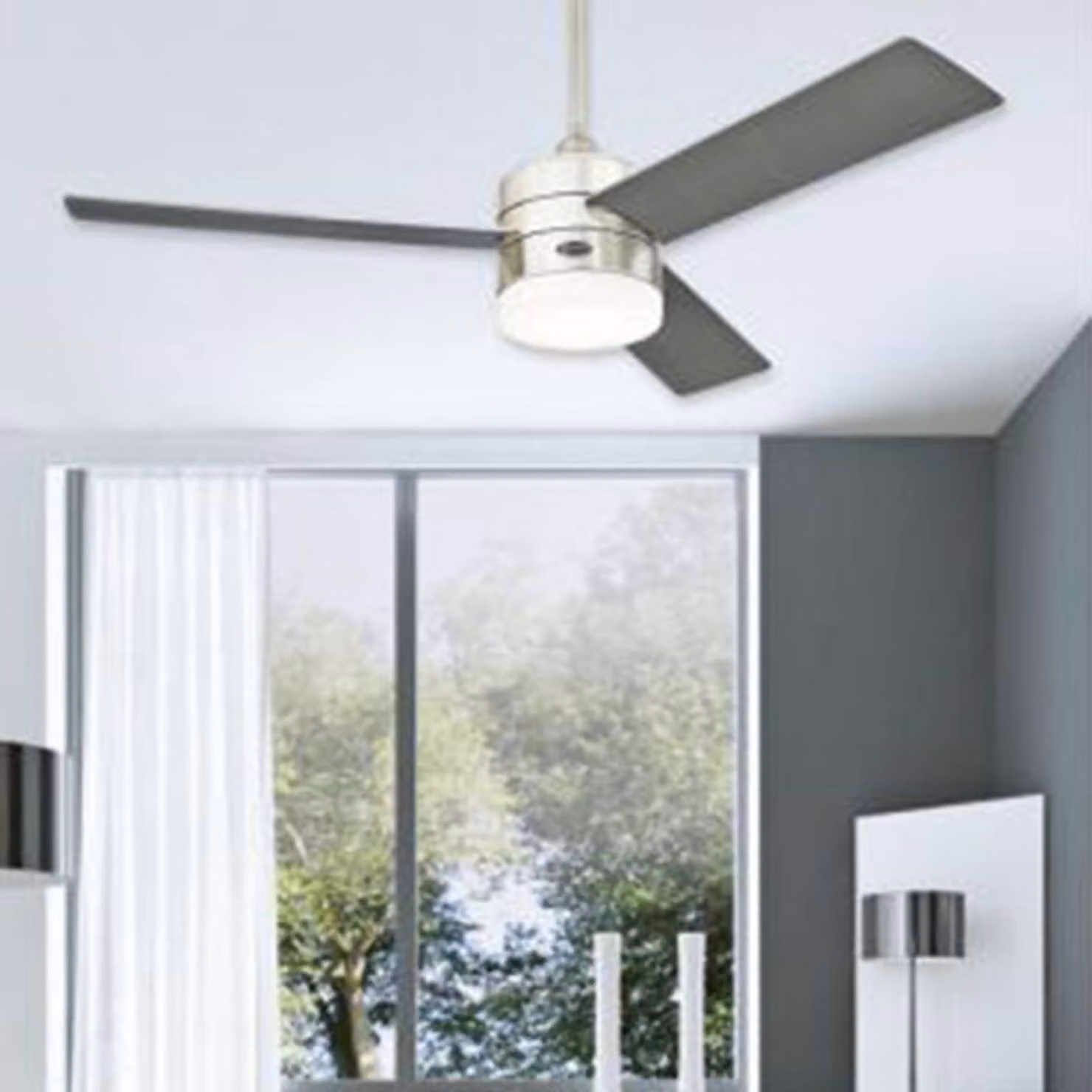 Westinghouse Ventilatore da soffitto LED Alta Vista, grafite, legno Vista, Nero, Soggiorno / Sala da pranzo, Legno, Moderno