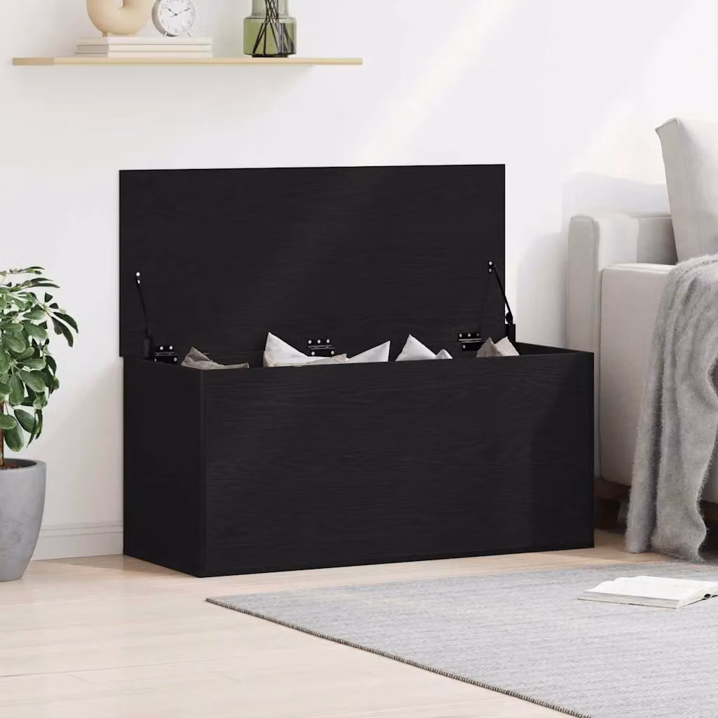 Scatola di stoccaggio vidaXL in legno MDF nero L 100 cm x P 42 cm x H 46 cm