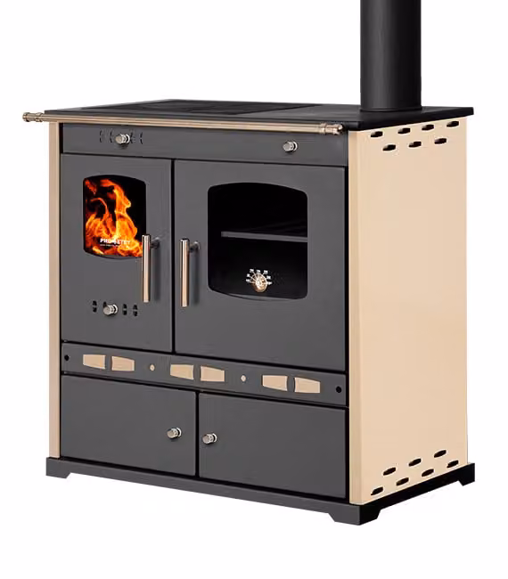 Stufa a legna Prometey Perfect ECO LUX - 11 kW, piastra Gusseisen, avorio