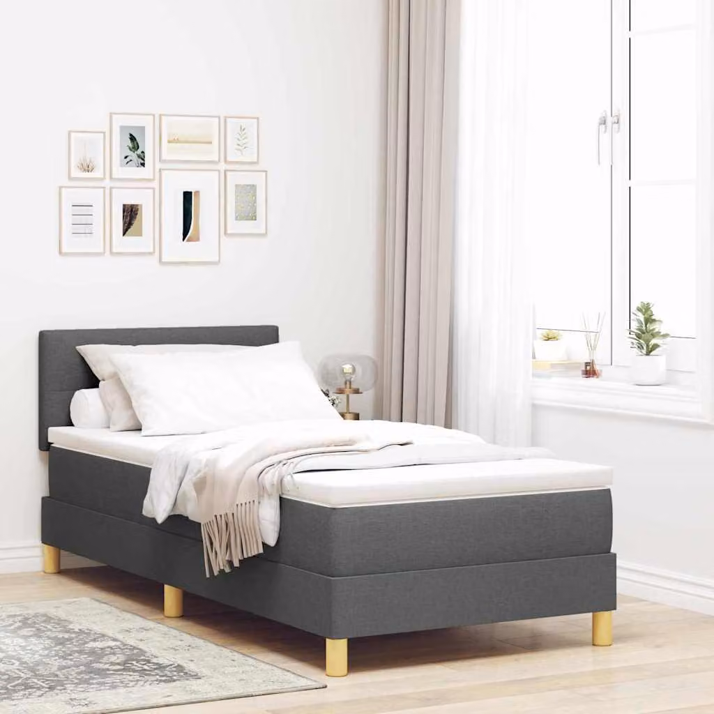 Maison Exclusive - Letto a molle con materasso Grigio scuro 100 x 200 cm Tessuto