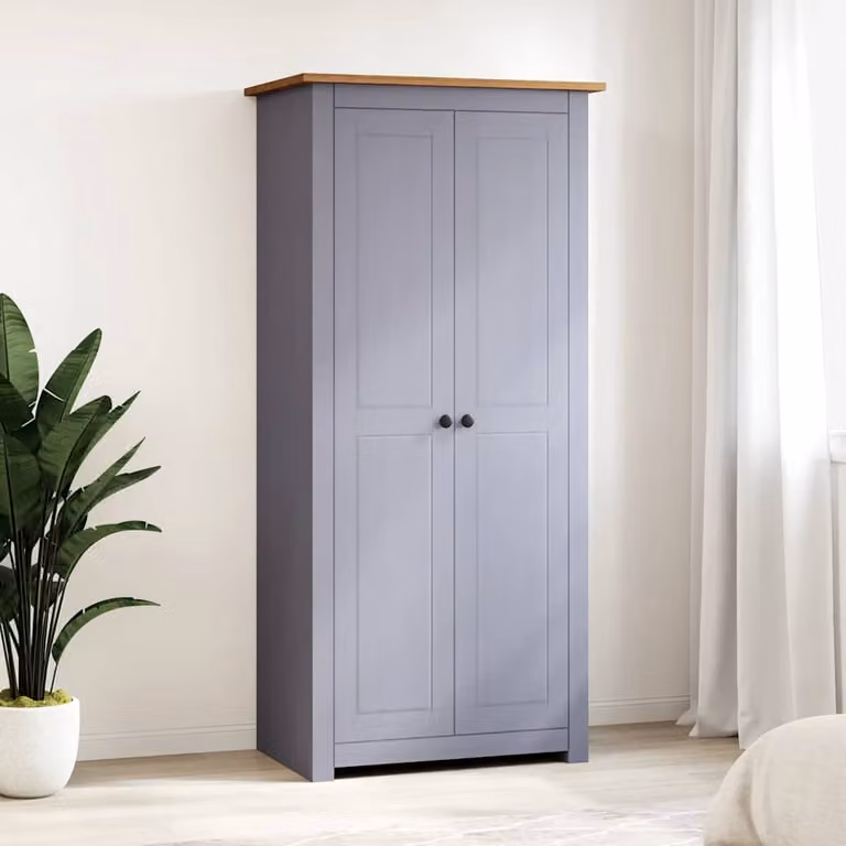 Armadio vidaXL in legno massello di pino Panama Grigio L: 80 cm, P: 50 cm, H: 171,5 cm