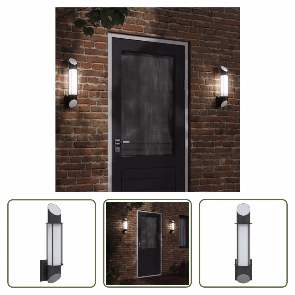 The Living Store Applique da esterno in acciaio inox nero