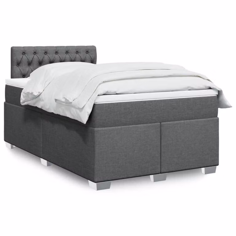 vidaXL Giroletto a Molle con Materasso Ibrido in Tessuto Grigio e Bianco L/P/H: 200 x 120 x 40 cm