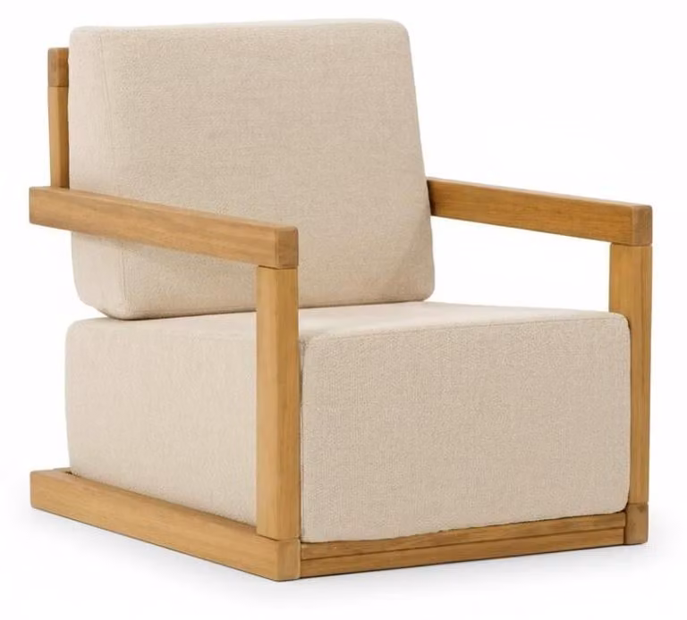 Sedia da giardino in stile moderno, struttura in legno bianco, schienale morbido, comoda