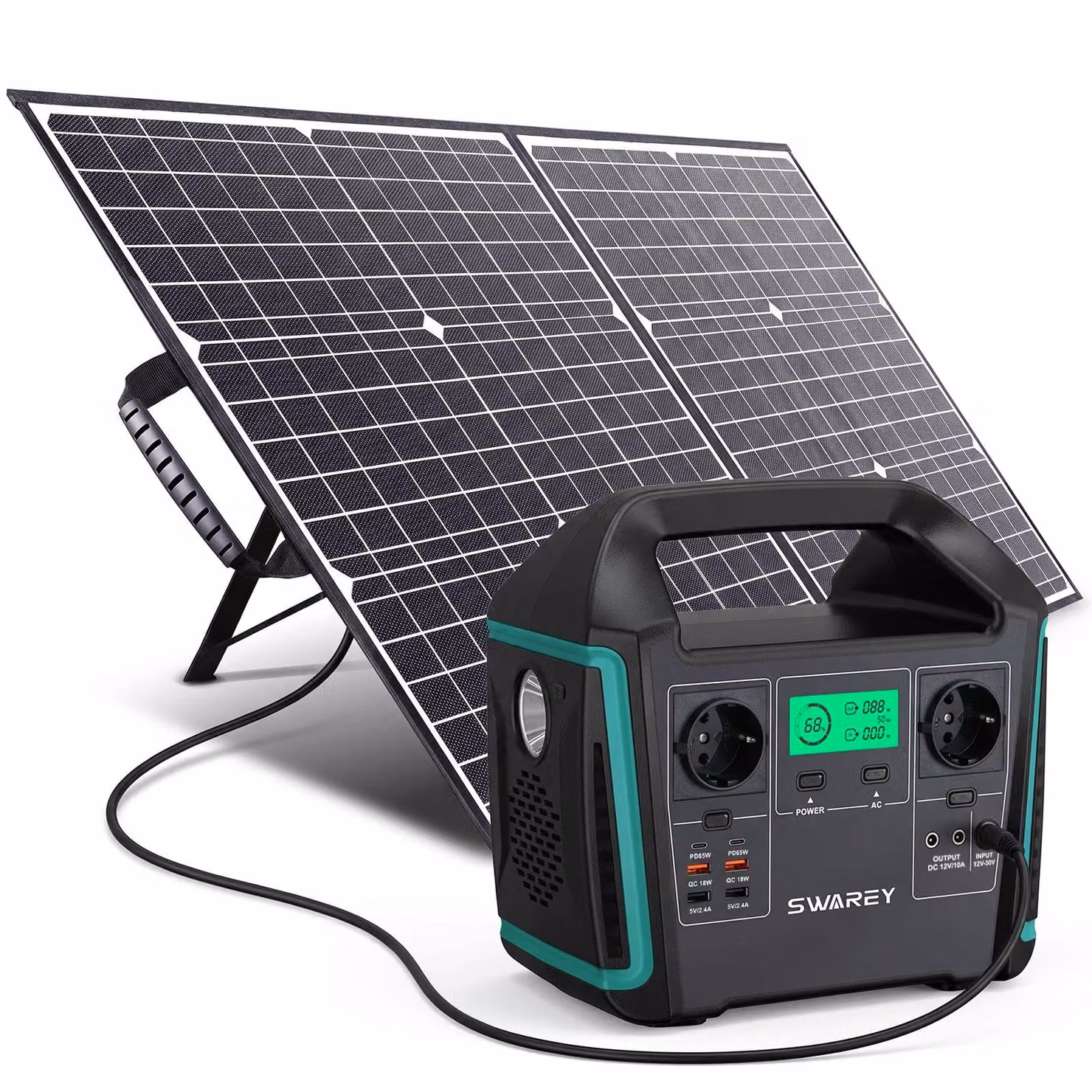 SWAREY S1000 Stazione di alimentazione portatile da 1000W (picco di 1500W) Stazione di alimentazione 725,76Wh/201600mAh Generatore solare di accumulo Generatore di energia con pannelli solari da 100W Sistemi solari Caricatore solare Caricatore solare Cell