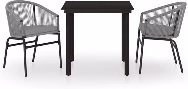 Set Mobili da Pranzo per Giardino 3 pz | Set Salotto da Giardino Grigio