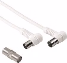 Cavo antenna Hama con adattatore 90 gradi, bianco, 3 m, 75 dB