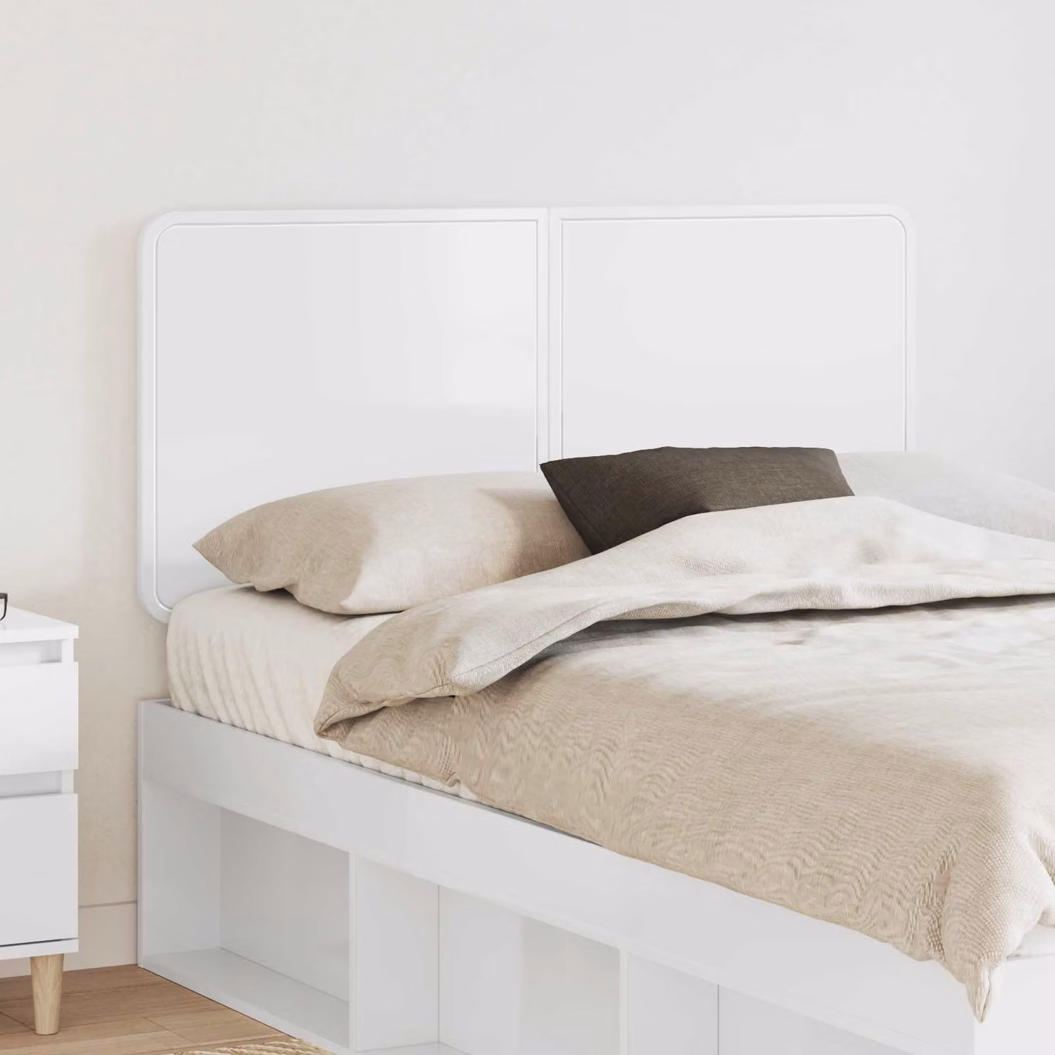 Testiera per letto moderna vidaXL in legno ingegnerizzato bianco lucido
