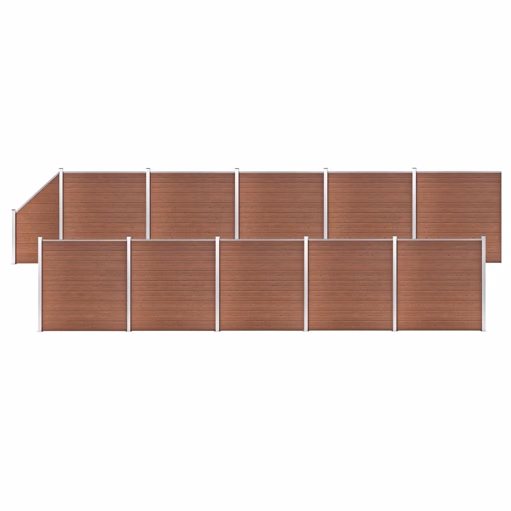 Maison Exclusive - Set di recinzione in WPC: 10 pannelli quadrati + 1 pannello obliquo, 1830 x 186 cm, marrone