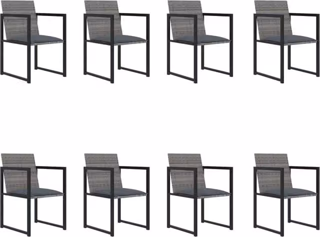 Set da Pranzo da Giardino 9 pz con Cuscini in Polyrattan Grigio 313119