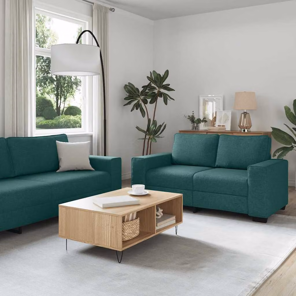 Maison Exclusive - Set divano a 2 posti con cuscini, tessuto verde scuro