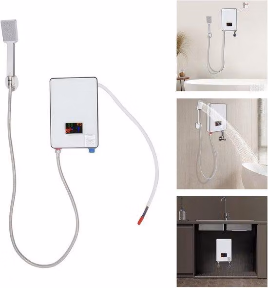 Scaldabagno elettrico a flusso continuo - 6500W, 220V - Display touch screen a LED - Acqua calda istantanea - Adatto per cucina e bagno