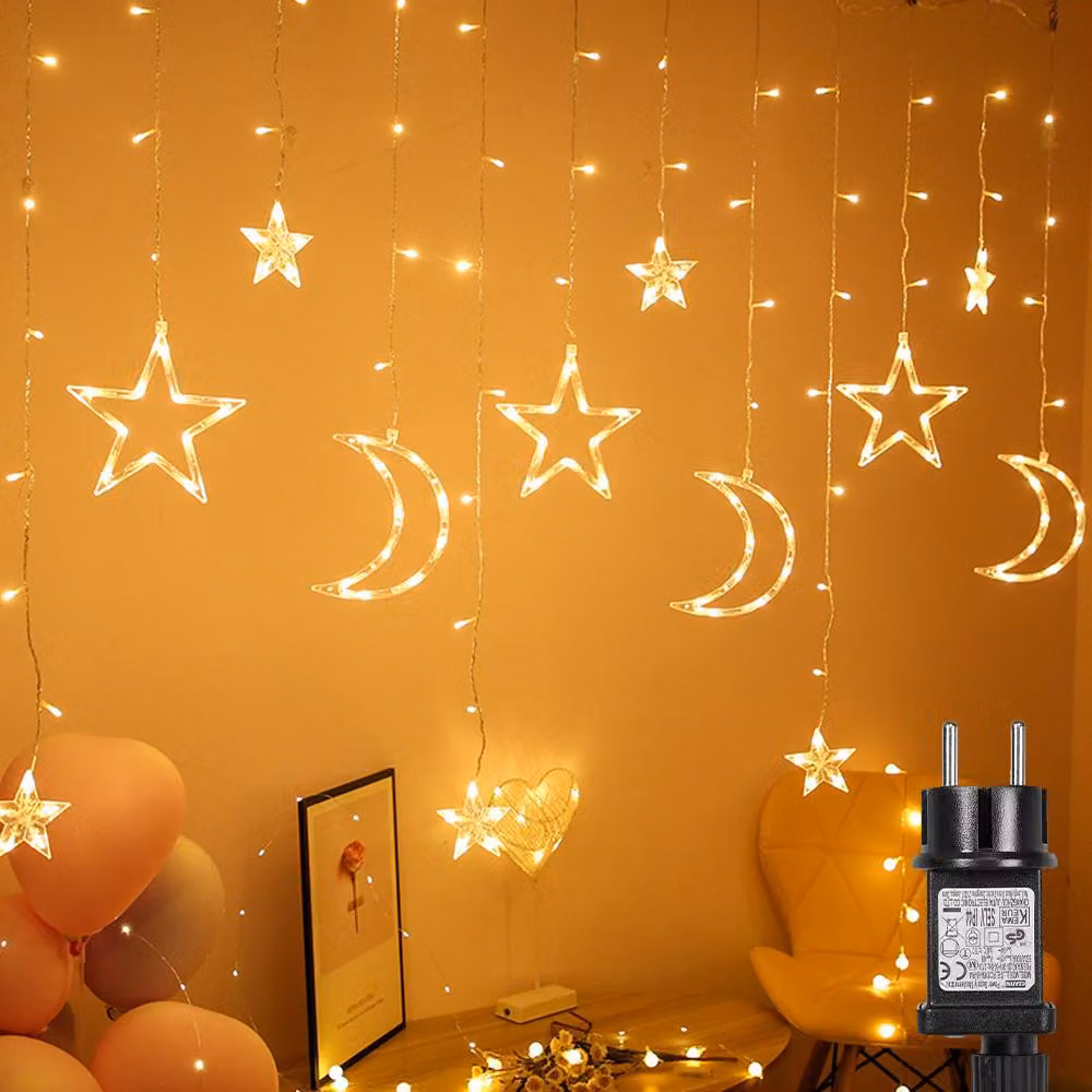 LED stella luna luce tenda 3,5 m bianco caldo fata luci 8 modalità di illuminazione festa di Natale decorazione giardino