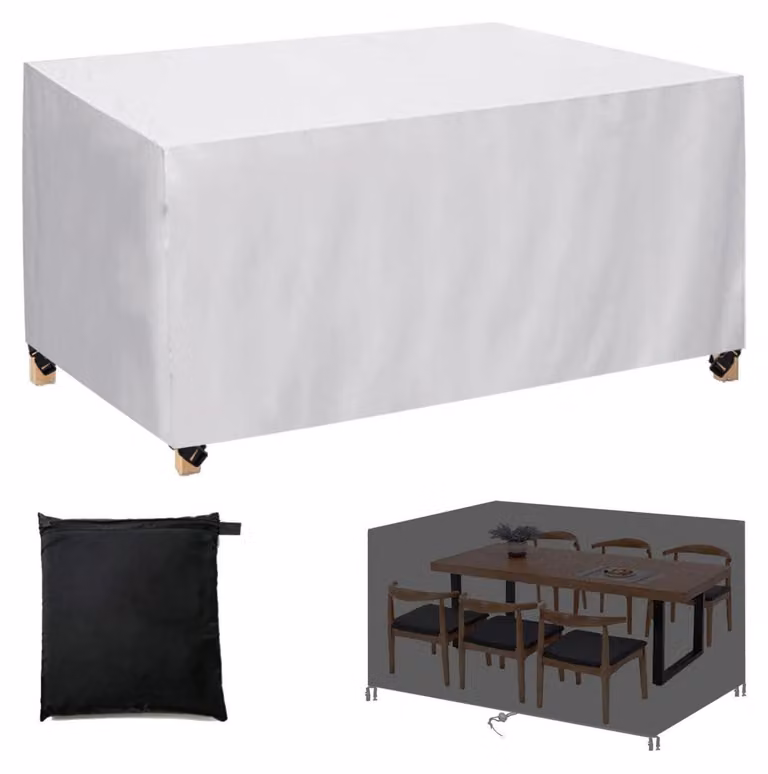 Copertura per mobili da giardino, rettangolare, 230x165x70 cm, in tessuto Oxford 420D, impermeabile, antipolvere, anti-UV, colore argento