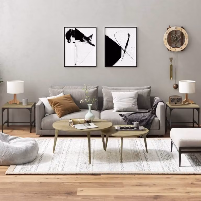 The Living Store Tavolini 2 pz. rovere Sonoma 40x40x35 cm materiale in legno
