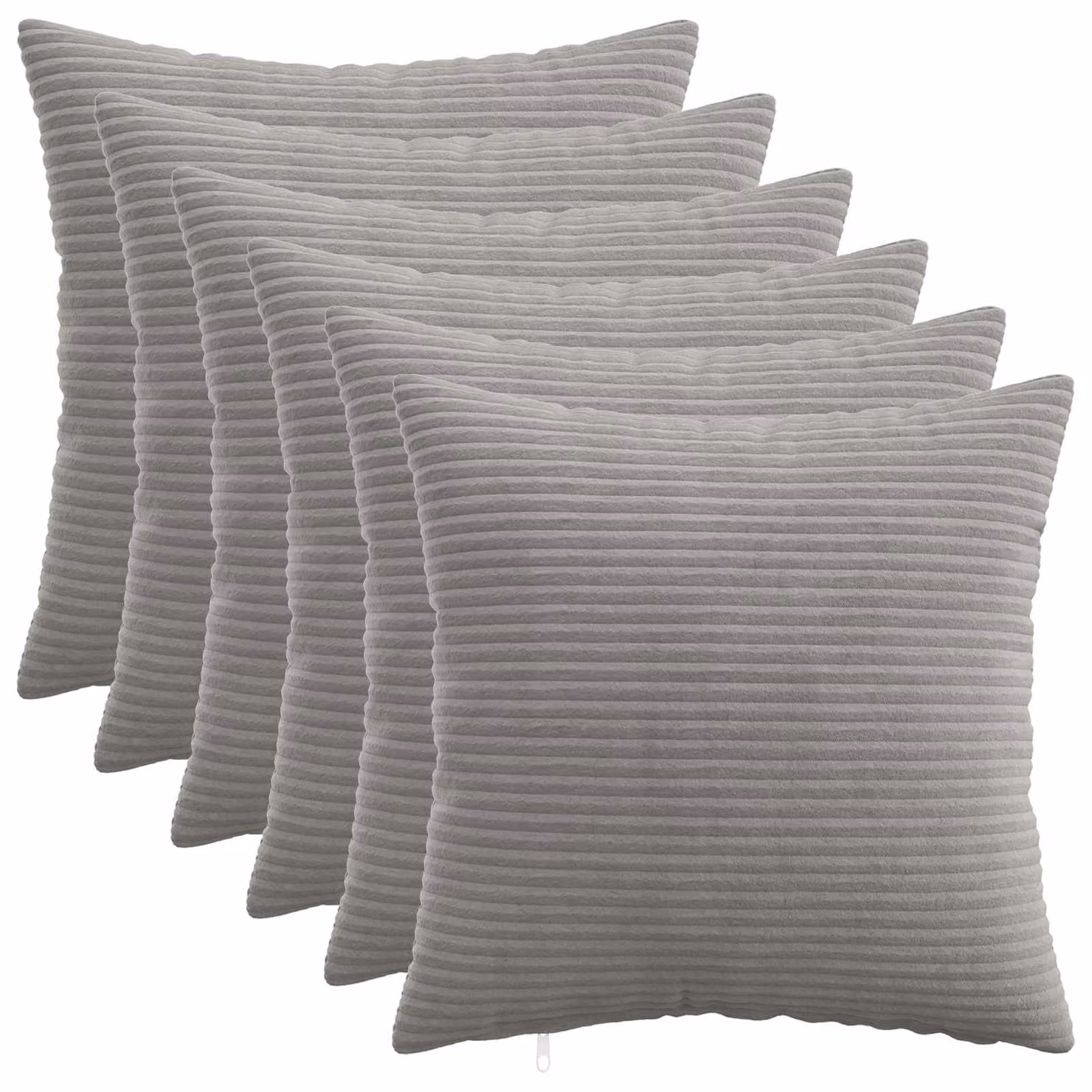 Set di 6 federe vidaXL HEERLEN in velluto a coste, Grigio Chiaro, 35 x 35 cm