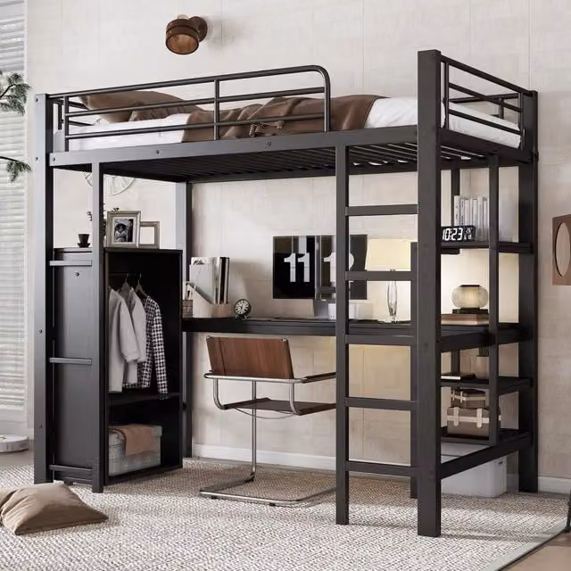 letto a castello metallo nero 90x200 cm