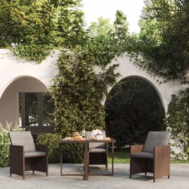 Maison Exclusive - Tavolo da Giardino Marrone 109x107x74 cm in Polyrattan e Vetro