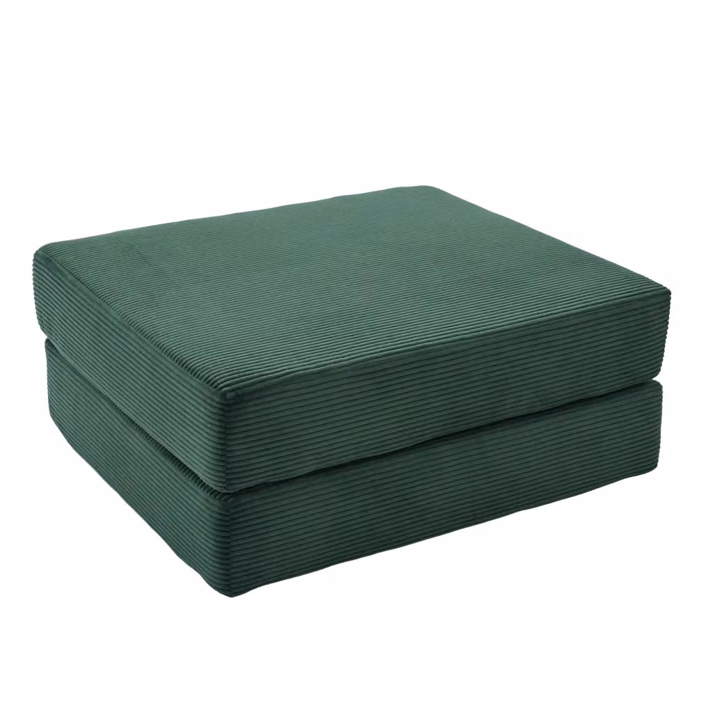 Poltrona pouf pieghevole con funzione letto in velluto a coste Chicfurn verde smeraldo L: 109 cm, P: 43 cm, H: 43 cm – 2
