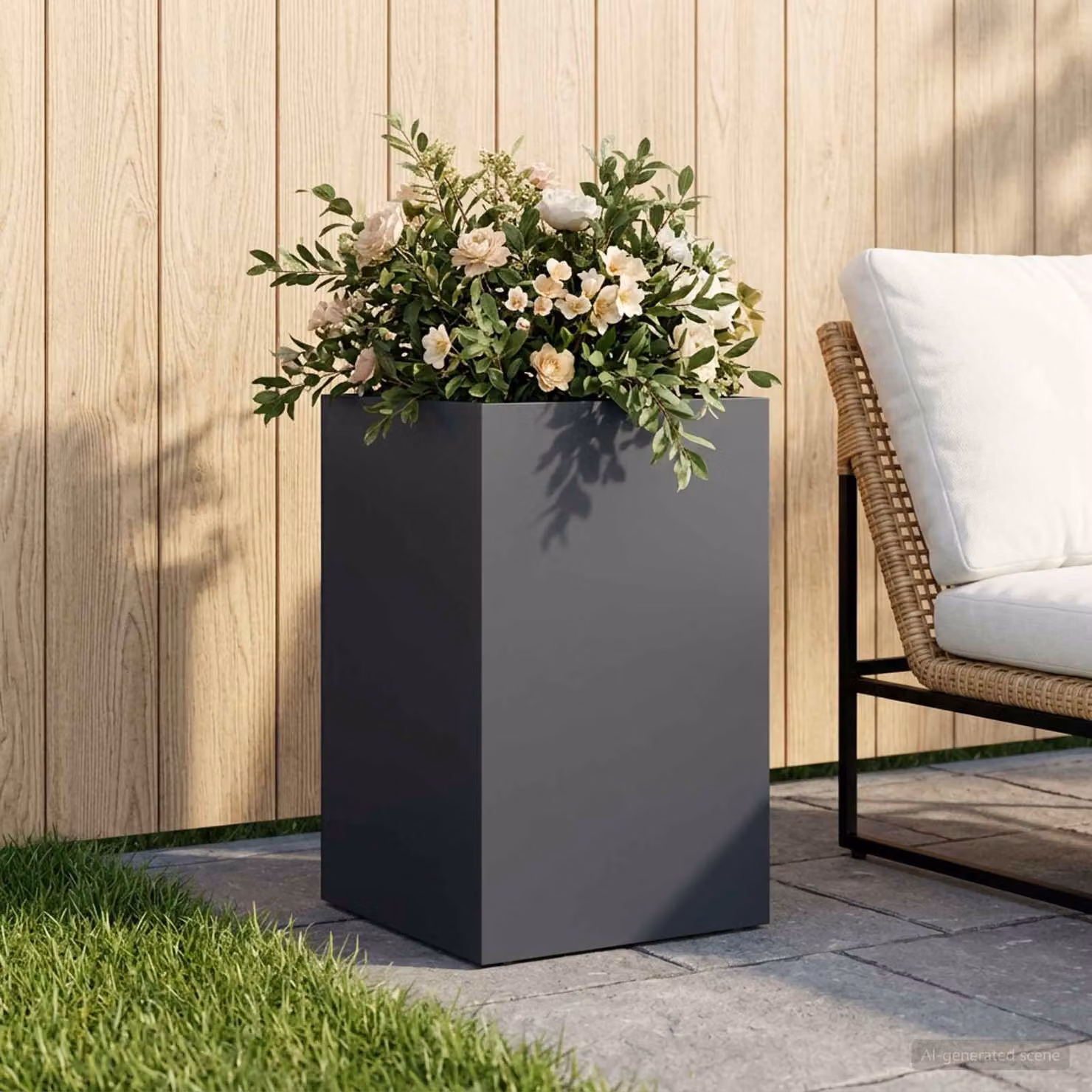 Vaso da giardino vidaXL in metallo Antracite L/P/H: 40 x 40 x 50 cm
