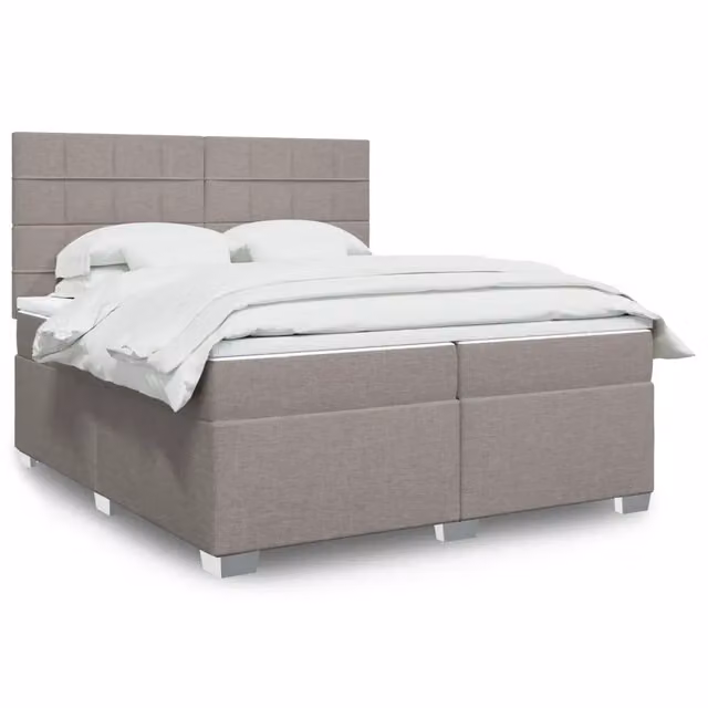 Letto Ibrido Moderno vidaXL con Struttura Imbottita e Materasso in Tessuto Beige, Bianco e Grigio L/P: 200 x 200 cm