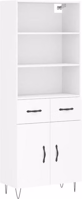 Credenza | Madia | Buffet da pranzo | Armadio da pranzo Bianca 69,5x34x180 cm in Legno Multistrato