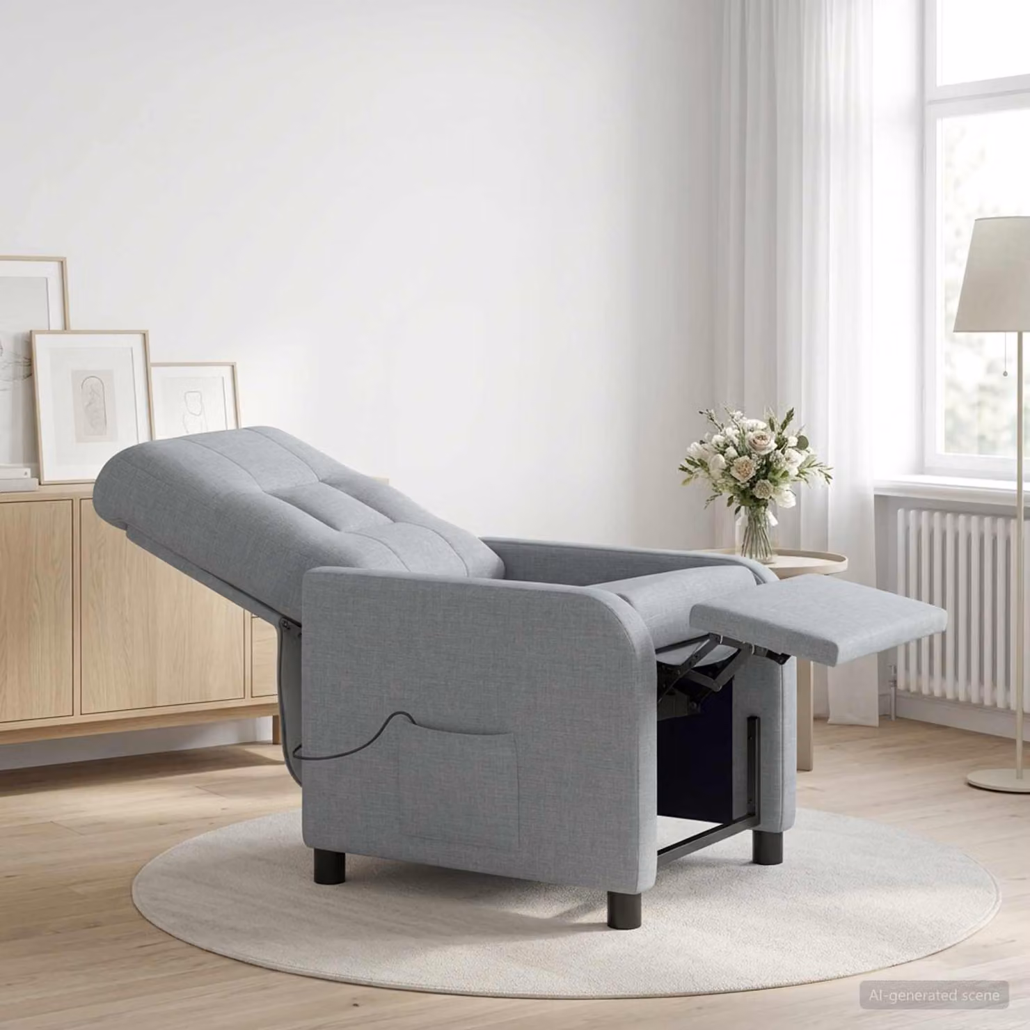 Poltrona relax reclinabile vidaXL in tessuto grigio con braccioli per soggiorno e ufficio