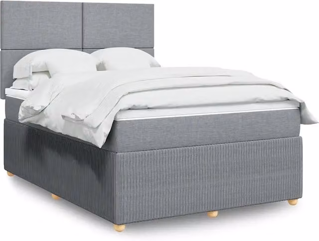Letto Ibrido vidaXL con Giroletto a Molle e Materasso Grigio e Bianco L/P: 160 x 200 cm