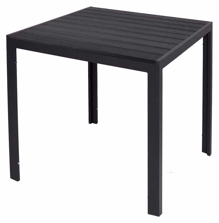 Tavolo da giardino in alluminio, non in legno, antracite/nero, 80x80 cm