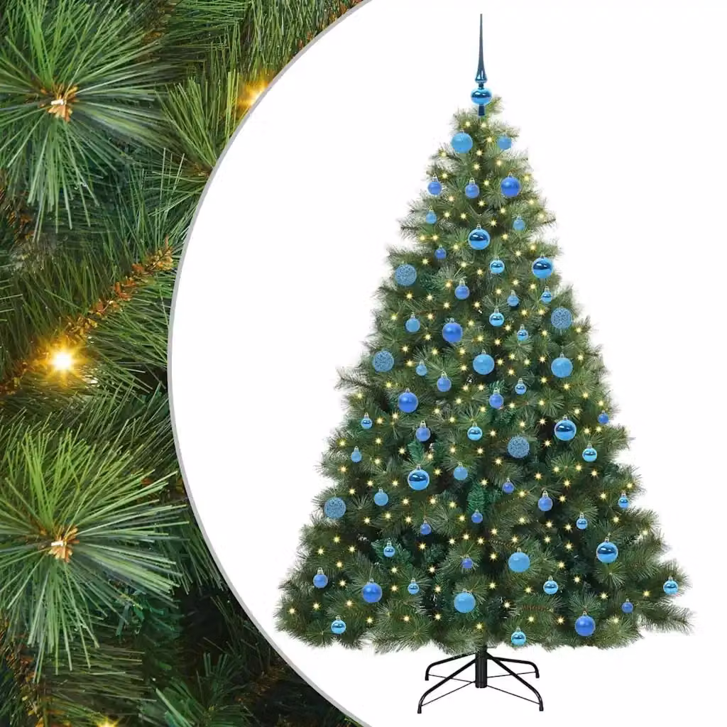 Albero di Natale artificiale moderno vidaXL verde con 300 LED luce bianca calda in PE e PVC, Altezza: 180 cm – 2