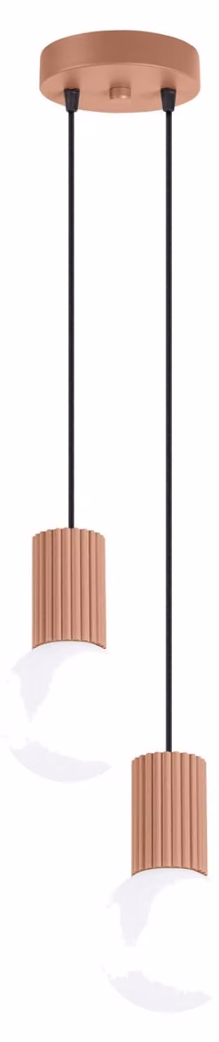 Lampada a sospensione HALO 2P mocca 2xG9 8W alluminio/vetro 120x15x15cm Sollux Lighting