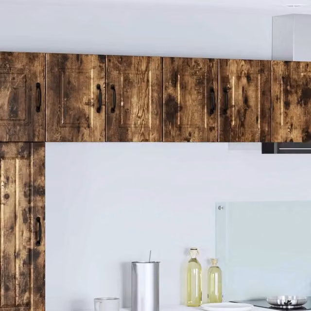 Set di 2 pensili da cucina vidaXL in legno rovere marrone con ante a battente e ripiani interni, L/P/H: 60 x 31 x 40 cm