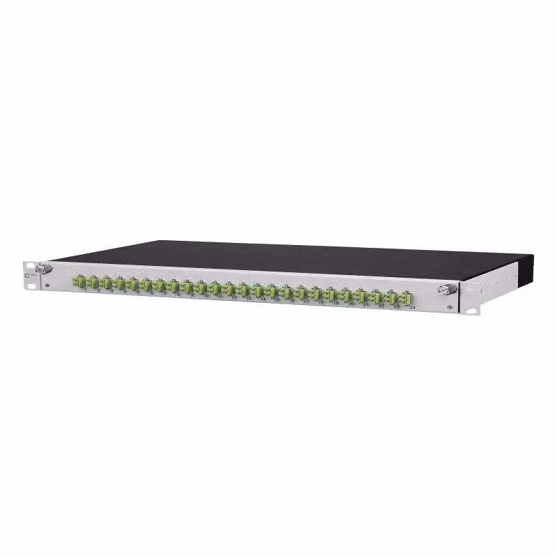 Metz Connect OpDAT slide R pannello di connessione con giunzione 24xLC-D (verde lime), OM5, grigio 1502787M24-E
