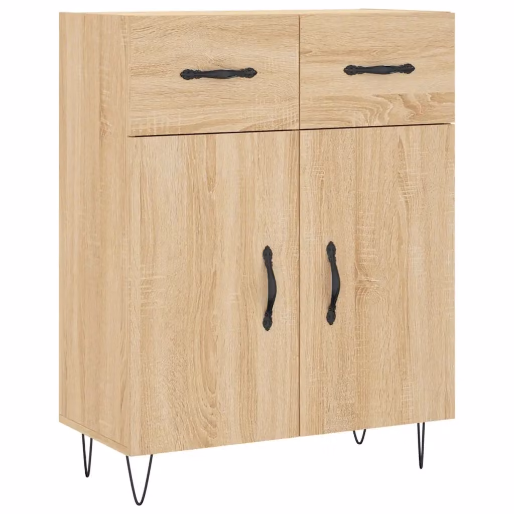Credenza moderna vidaXL in legno e metallo beige, sospesa, L: 69,5 cm, P: 34 cm, H: 90 cm – 2