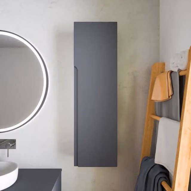 Colonna bagno sospesa Parama grigio opaco con ante a battente e ripiani interni Altezza: 100 cm