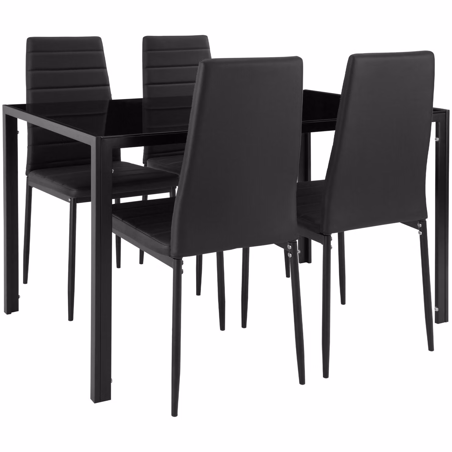 Set da pranzo moderno TecTake GmbH Berlino con tavolo rettangolare in vetro e 5 sedie nere – 3