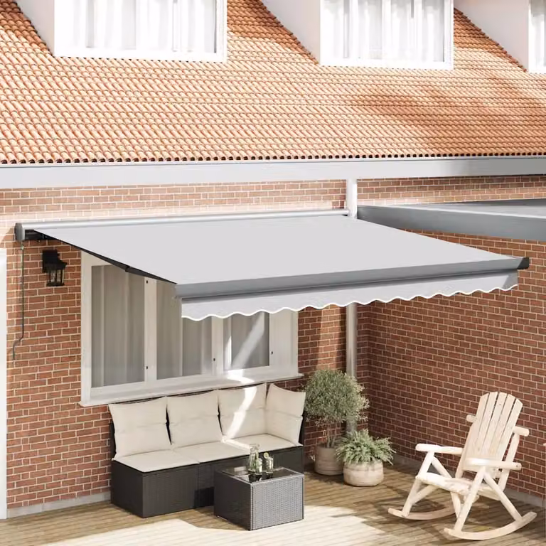 vidaXL Telaio per tenda da sole manuale a parete in alluminio, Antracite, L: 300 cm x P: 237 cm