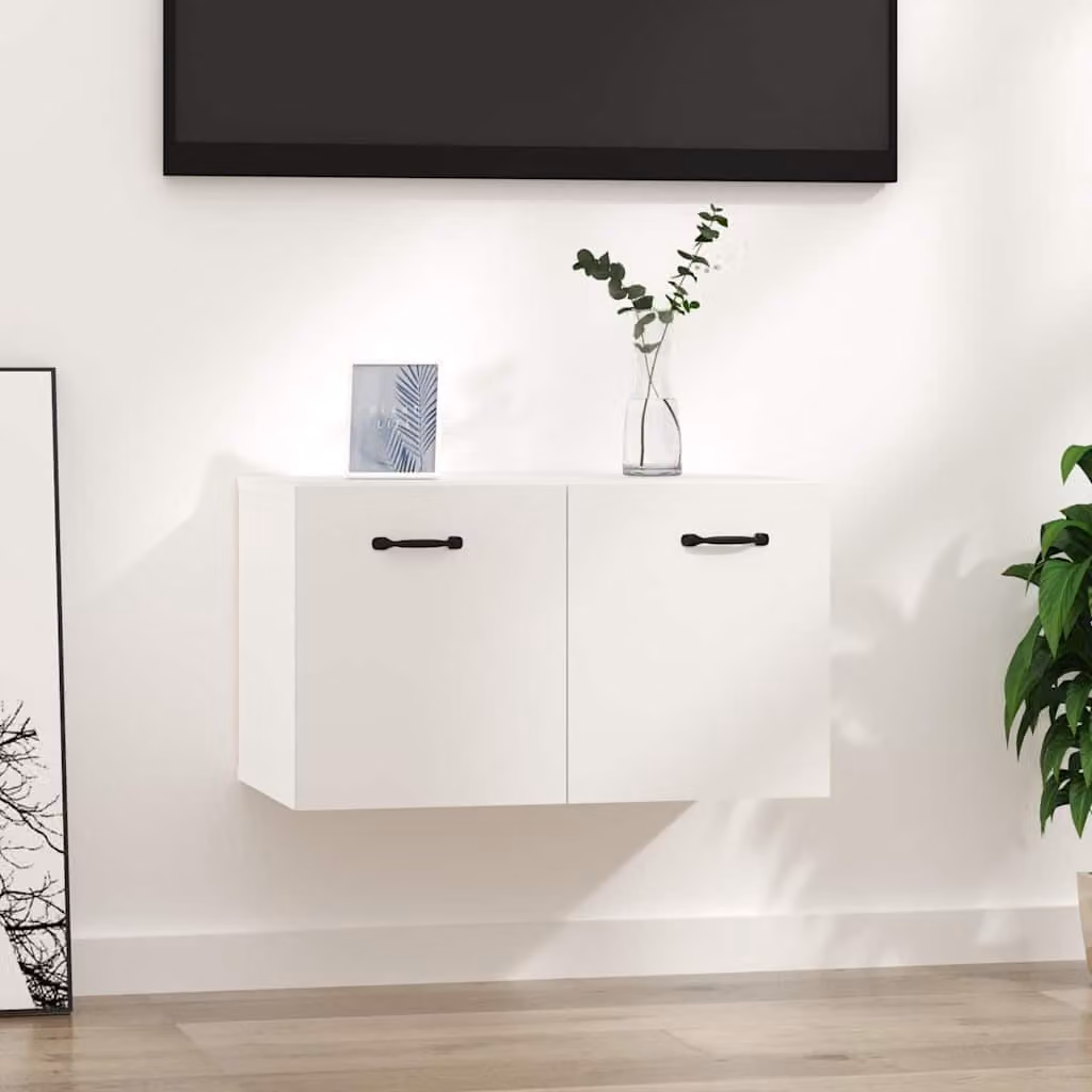 Armadietto a muro moderno vidaXL in legno bianco opaco L: 60 cm, P: 36,5 cm, H: 35 cm