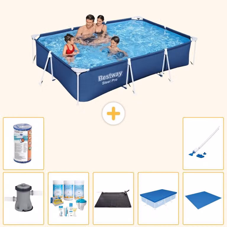 Bestway Steel Pro, piscina rettangolare - 300x201x66 cm - 8 pezzi - Modello S21561