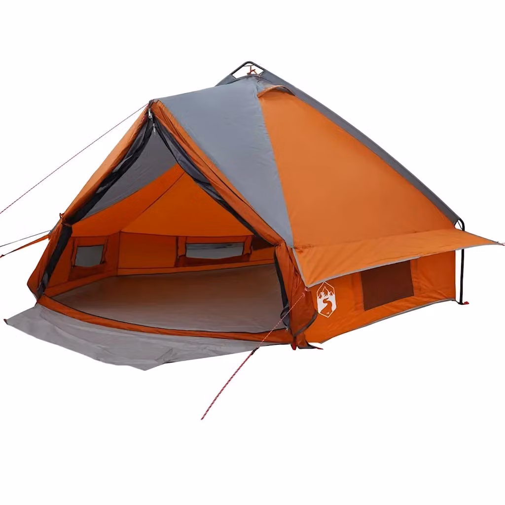 Tenda Teepee vidaXL per 6 persone, Grigio e Arancione – 2