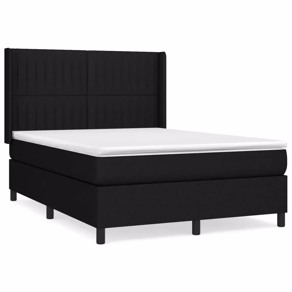 vidaXL Letto Ibrido con Materasso Nero e Struttura in Tessuto L/P/H: 140 x 190 cm – 2