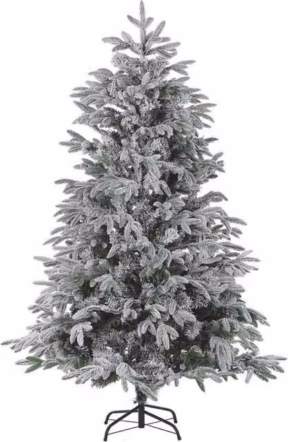 Albero di Natale Artificiale Bianco Innevato BELIANI in PVC e Metallo, Altezza: 210 cm