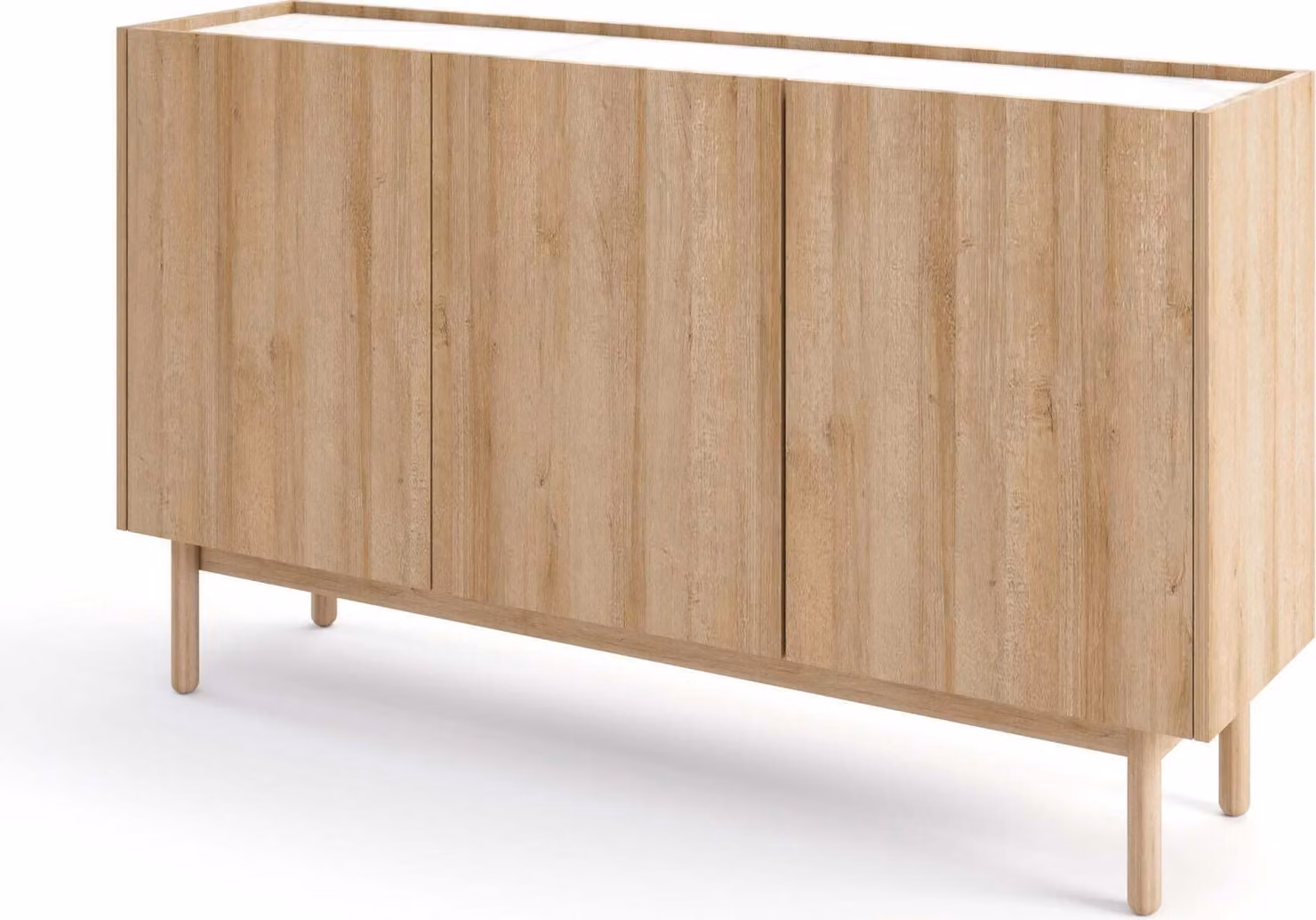 FURNLUX Credenza Boho Beige E Bianco 144cm / Colore principale: Beige / Dimensioni: 144 x 83 x 37 cm
