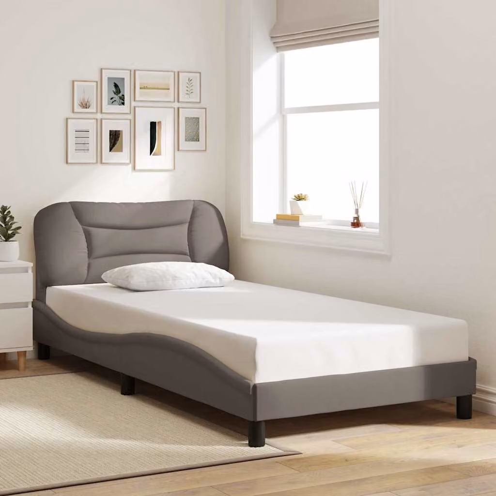 Giroletto senza materasso vidaXL Hvar color tortora in tessuto e legno con doghe fisse L/P: 100 x 200 cm – 1