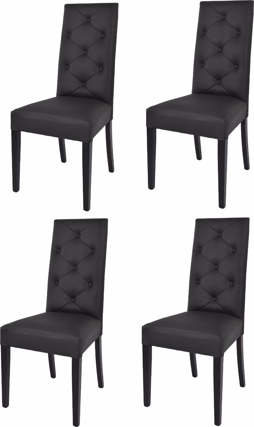 t m c s Tommychairs - Set di 4 sedie moderne CHANTAL per cucina e sala da pranzo, struttura robusta in legno di faggio laccato nero, imbottita e rivestita in Pelle finta nera
