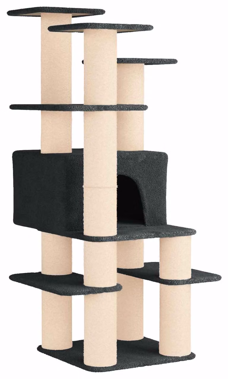 Albero per gatti con pali in sisal, colore grigio scuro, altezza 161 cm