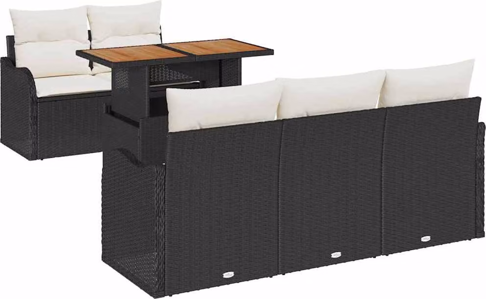 Set Divano da Giardino con archiviazione 6 pcs Nero Poly Rattan
