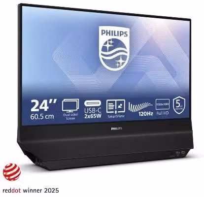 Monitor Philips 24B2D5300/00 da 23,8 pollici Full HD IPS 120Hz Nero con HDMI, USB-C, USB-A e DisplayPort – 1