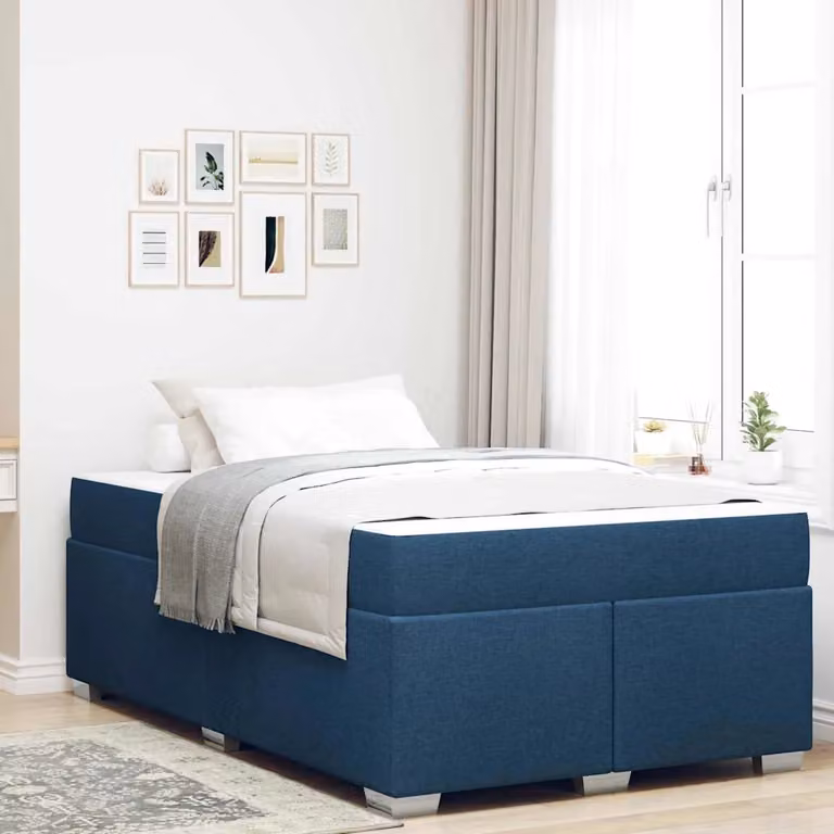 Struttura del letto con materasso vidaXL in tessuto blu, L/P: 120 x 200 cm